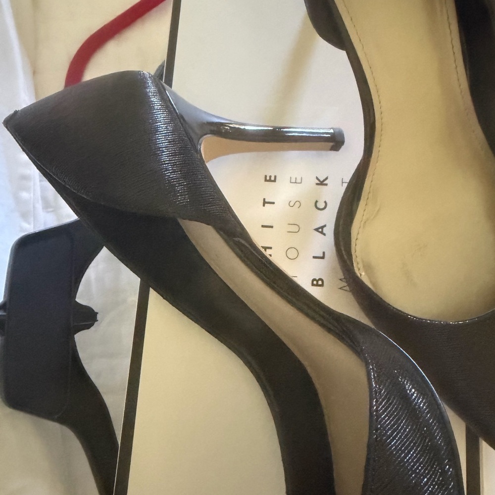 White House Black Market Black Textured Pointed-Toe Stiletto Pumps
